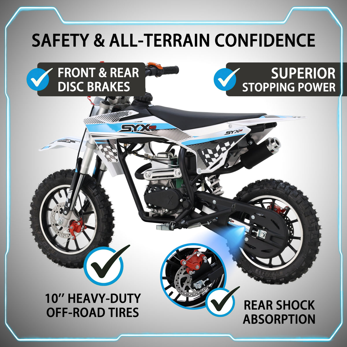 SYX MOTO Holeshot Z 50cc 4-Stroke Kids Dirt Bike - SYX MOTO