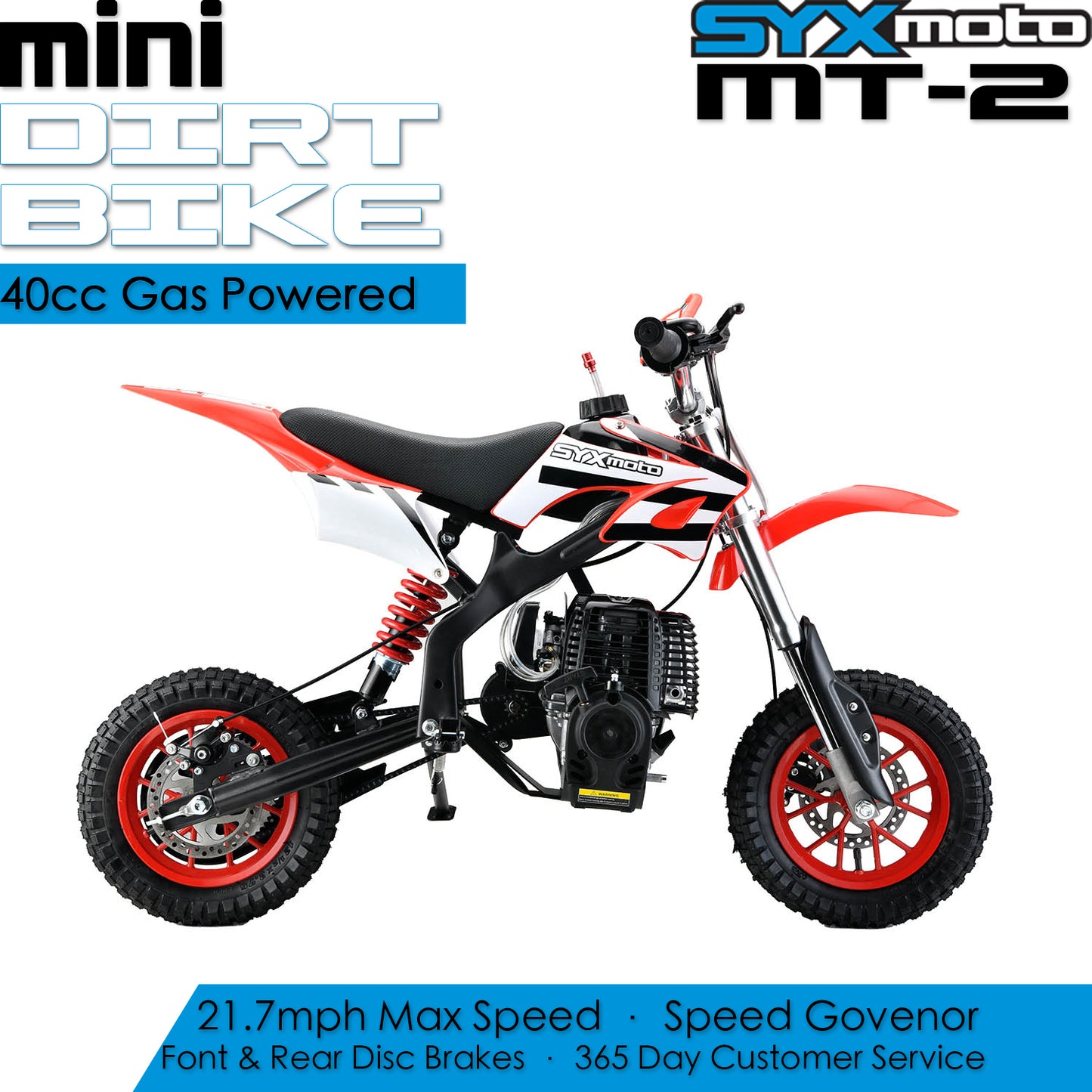 MT-2 Gas Power 40cc 4 Stroke Kids Dirt Bike, Pull Start