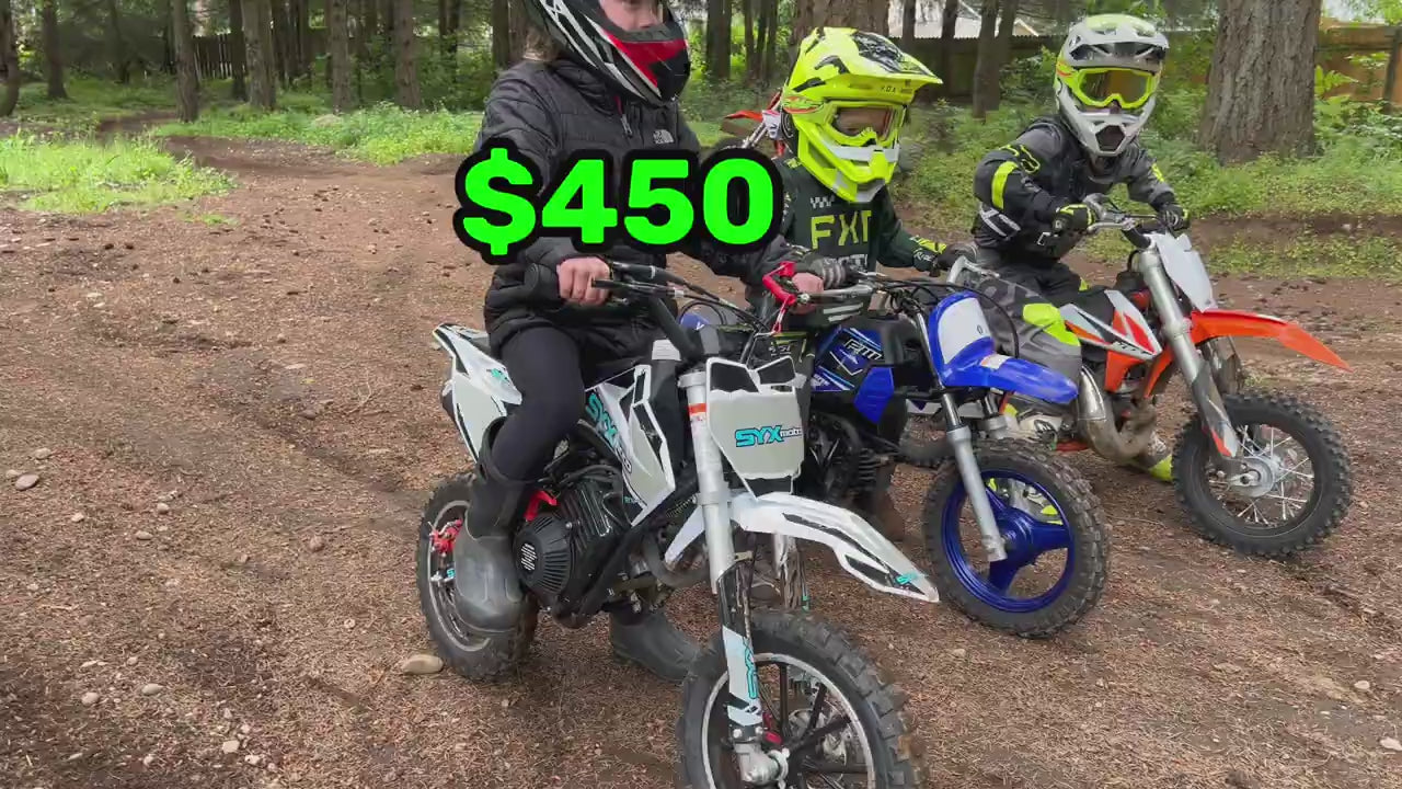 Load video: KTM50 vs PW50 vs SYX MOTO VK | Which is the BEST Kids Dirt Bike