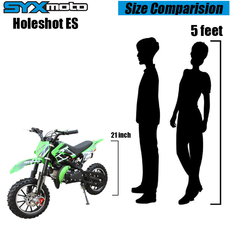 SYX MOTO Holeshot ES 50cc Electric Start/Pull Start Mini Dirt Bike, Green - SYX MOTO