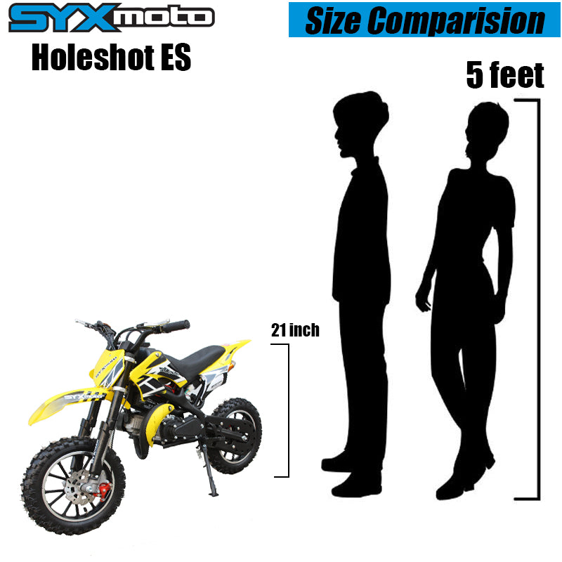 SYX MOTO Holeshot ES 50cc Electric Start/Pull Start Mini Dirt Bike, Yellow - SYX MOTO