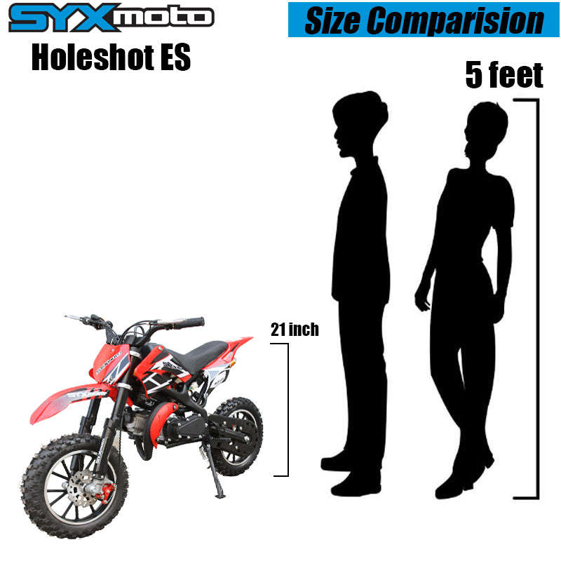 SYX MOTO Holeshot ES 50cc Electric Start/Pull Start Mini Dirt Bike, Red - SYX MOTO