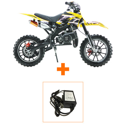 SYX MOTO Holeshot ES 50cc Electric Start/Pull Start Mini Dirt Bike, Yellow - SYX MOTO
