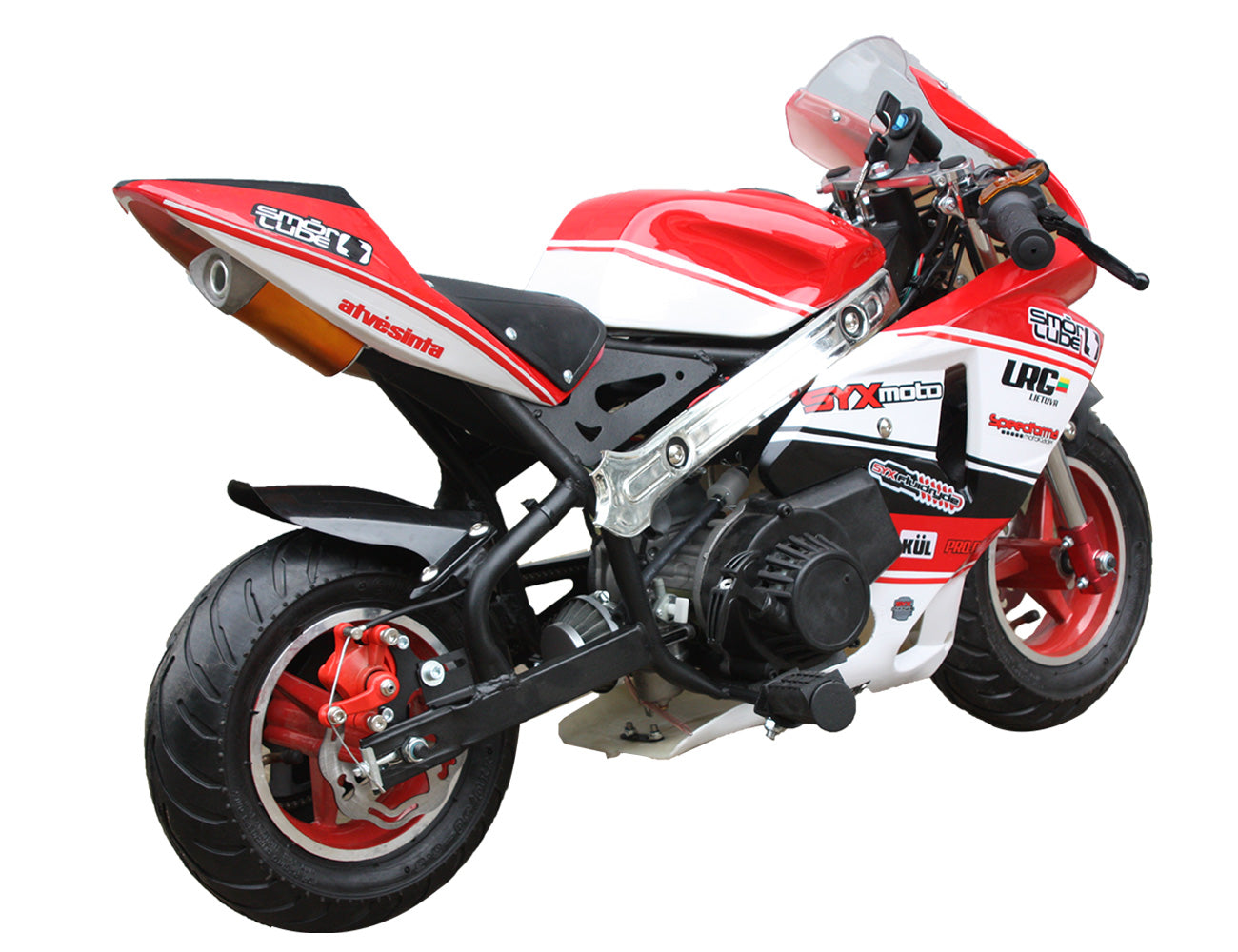 SYX MOTO Apex Electric Start/Pull Start Mini Pocket Bike, Red/White - SYX MOTO