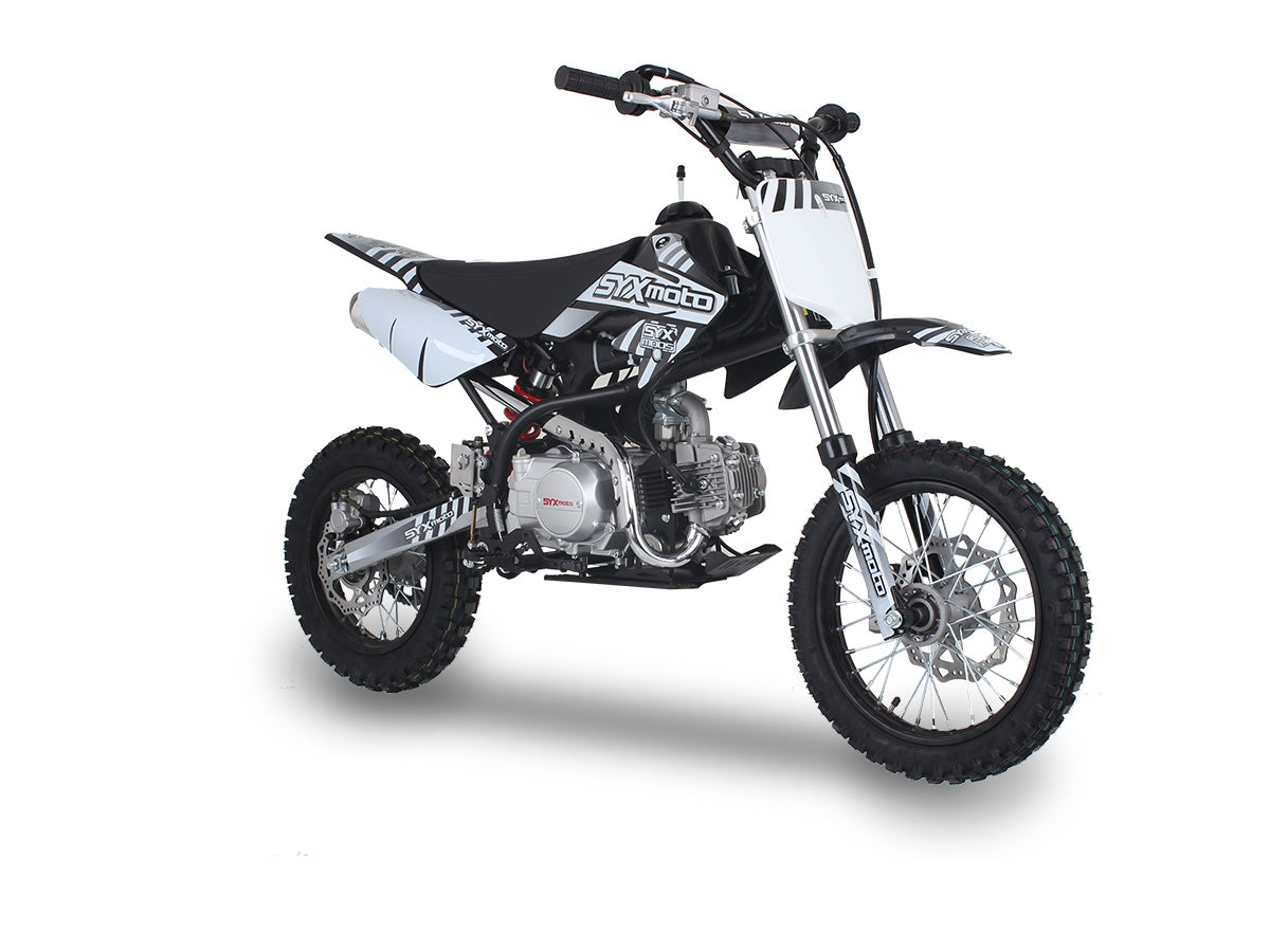 SYX MOTO Whip 125cc Kick Start Dirt Bike 4-Stroke Gas Powered Off Road Pit  Bike, BLACK/BLUE