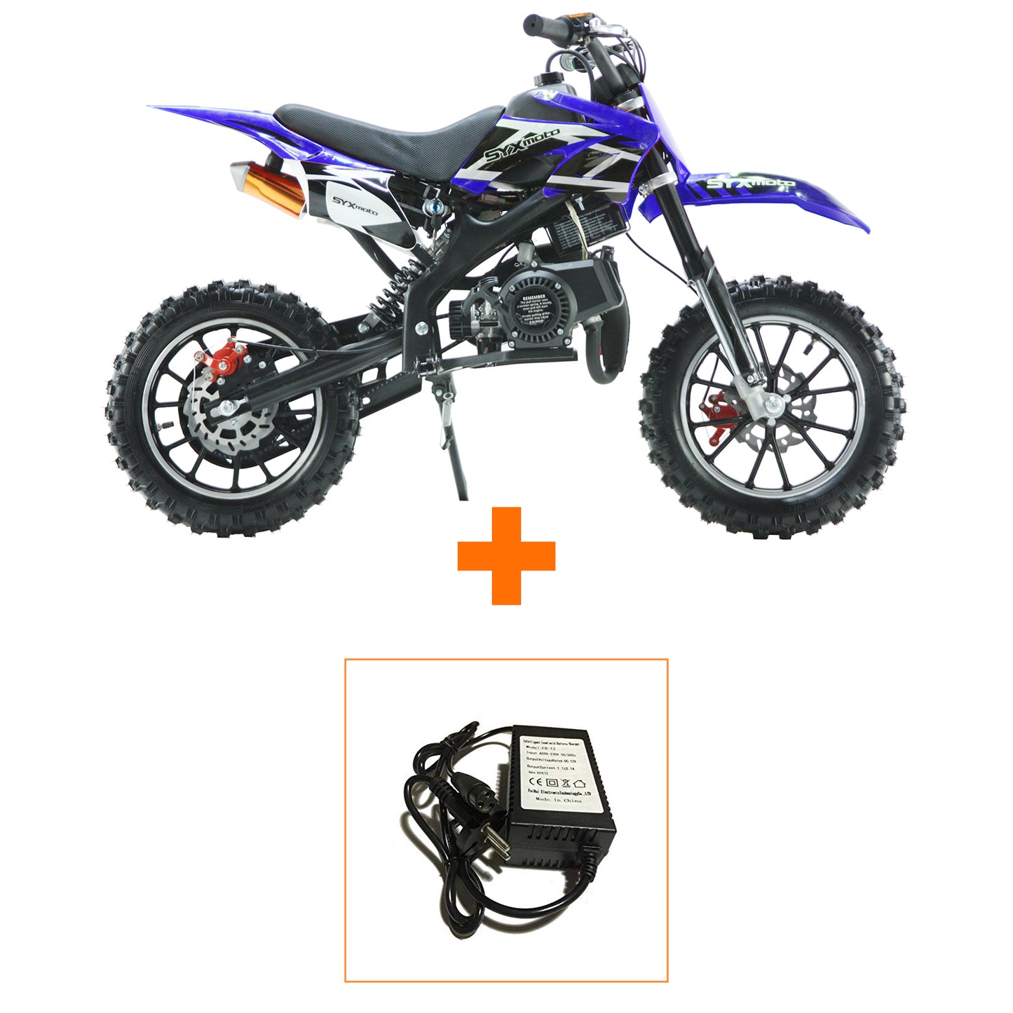 SYX MOTO Holeshot ES 50cc Electric Start/Pull Start Mini Dirt Bike, Blue - SYX MOTO
