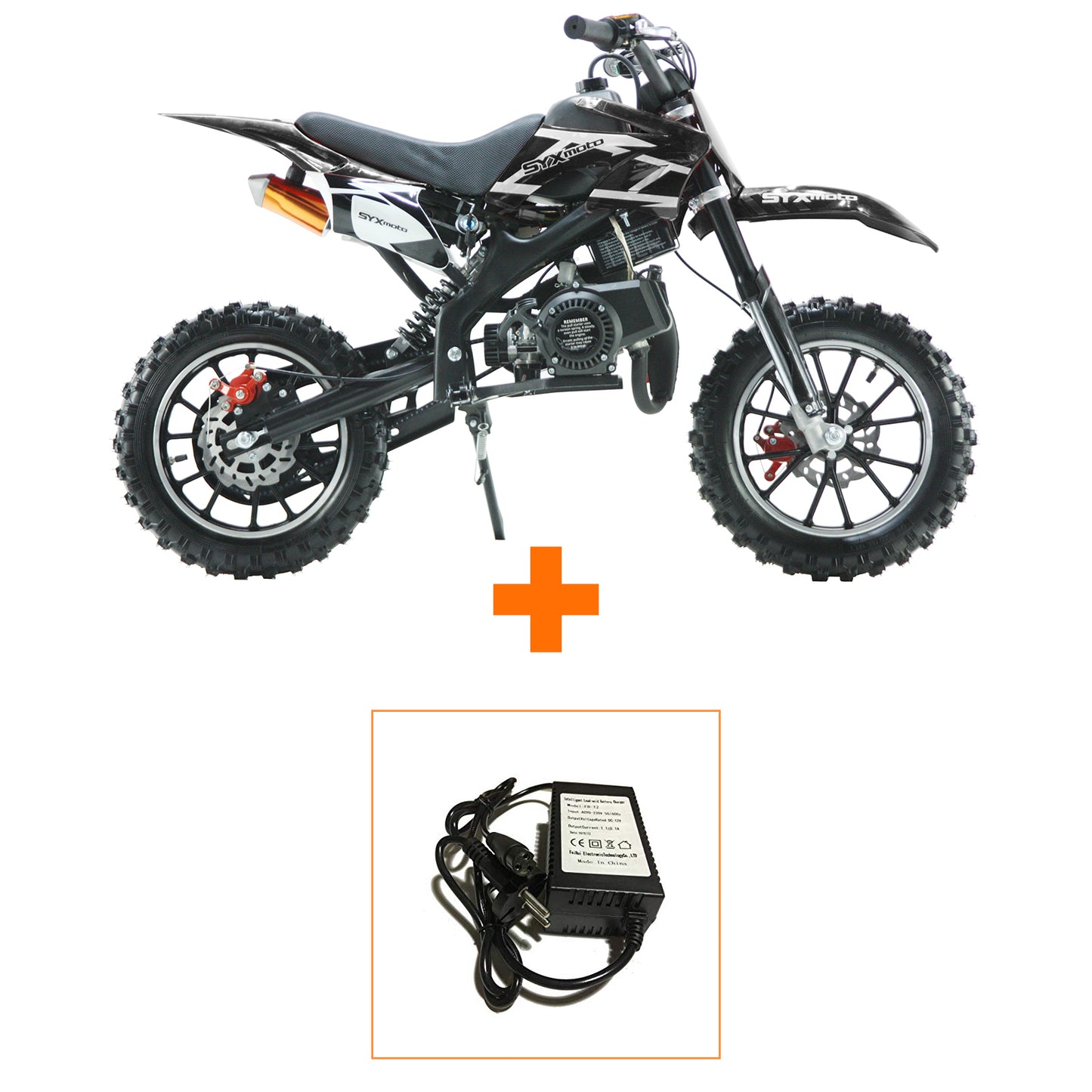 SYX MOTO Holeshot ES 50cc Electric Start/Pull Start Mini Dirt Bike, Black - SYX MOTO