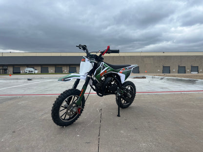 SYX MOTO Refurbished Blitz 50cc Mini Dirt Bike, Green/Orange