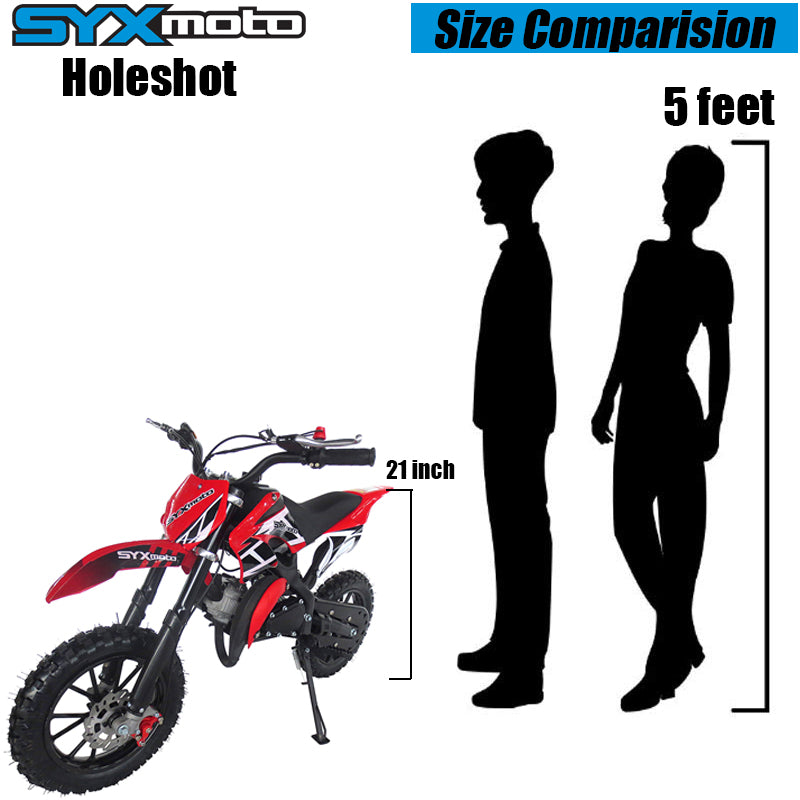 SYX MOTO Holeshot 50cc Pull Start Mini Dirt Bike, Red - SYX MOTO
